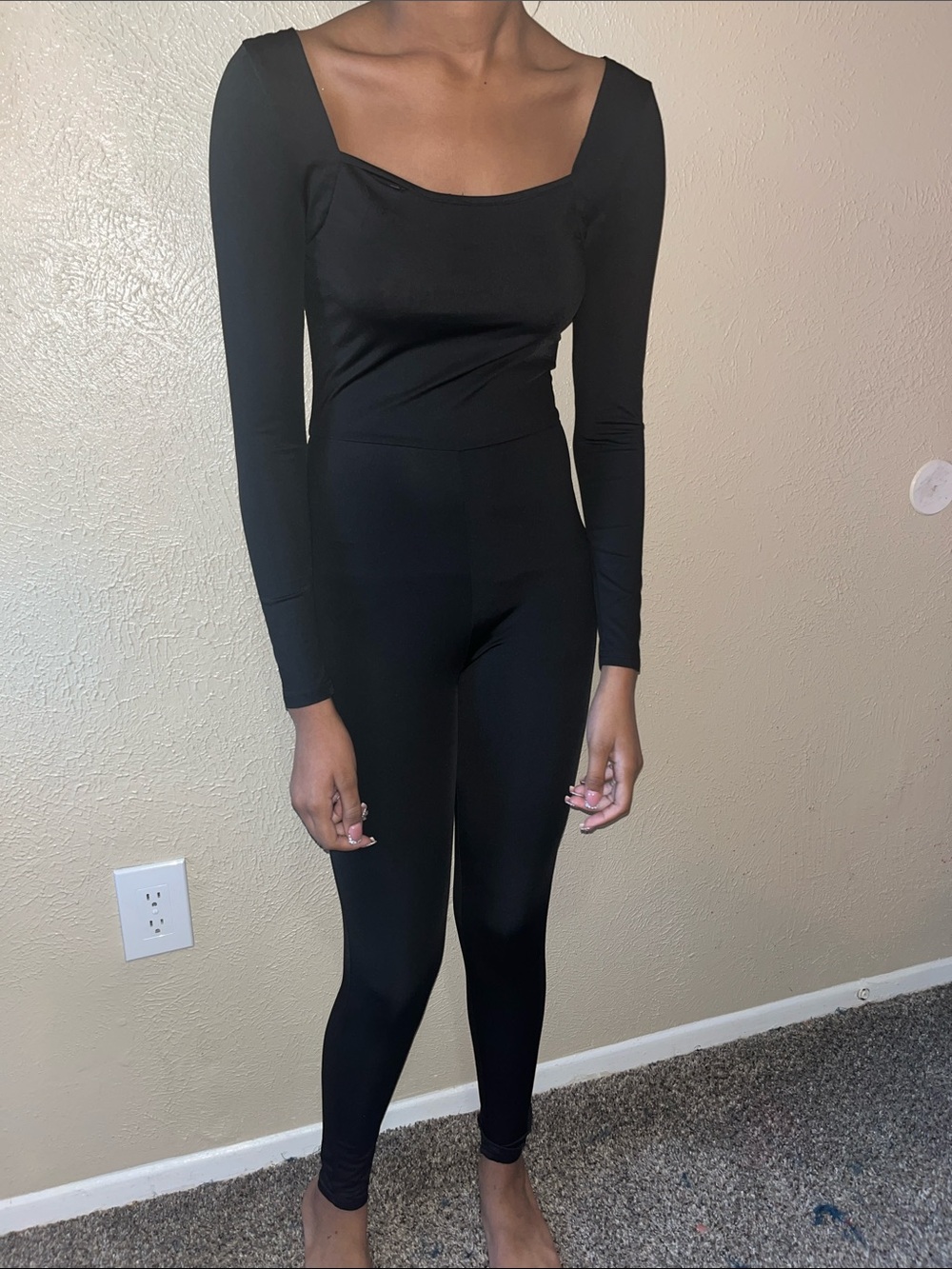 Long Sleeve Black Jumpsuit - Sleek One-Piece Knit